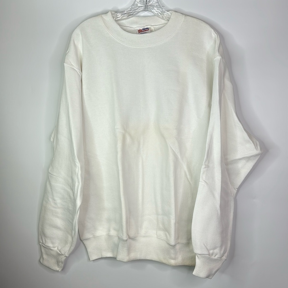 Vintage Hanes White Crewneck Sweatshirt 80s Large